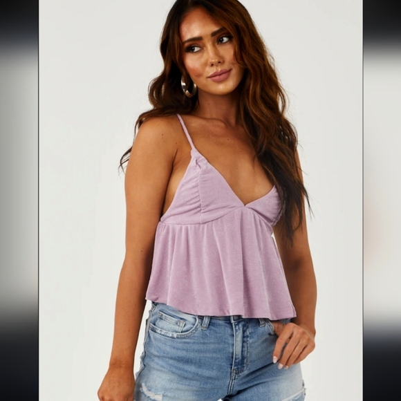 Love Tree Lilac Cami Swing Top Sz Large NWT Cropped - Picture 1 of 8